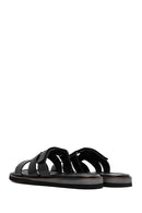 Women's Black Leather Slippers | Derimod Women's Black Leather Slippers | Derimod