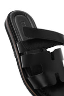 Women's Black Leather Slippers | Derimod Women's Black Leather Slippers | Derimod