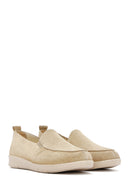 Kadın Bej Süet Deri Comfort Loafer | Derimod Kadın Bej Süet Deri Comfort Loafer | Derimod