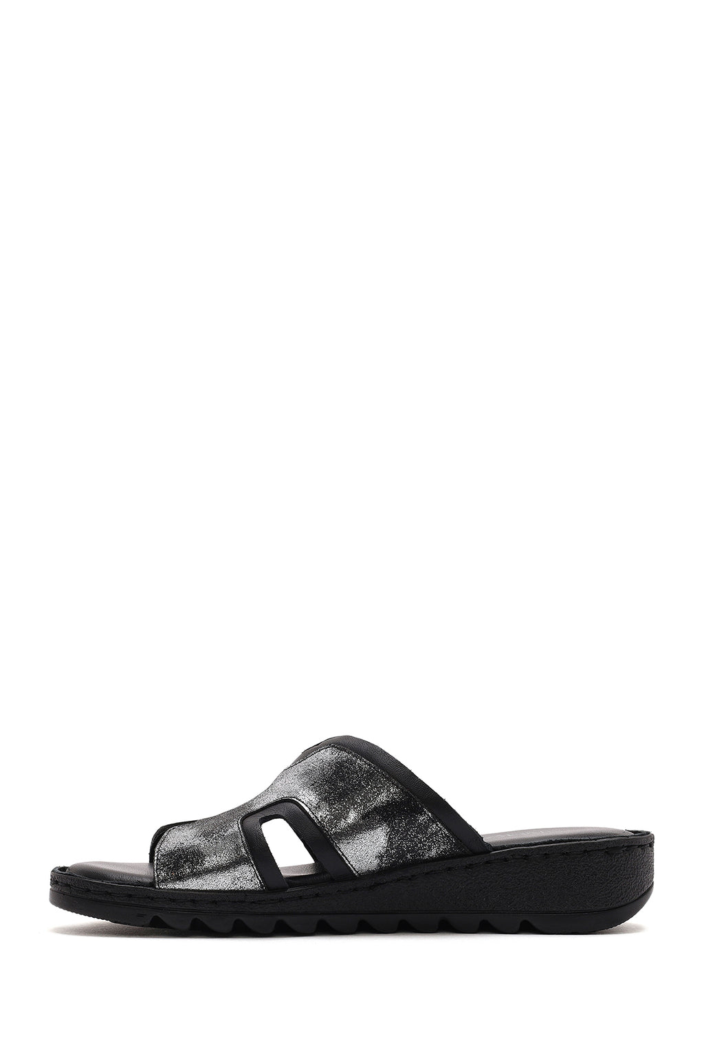 Kadın Siyah Deri Comfort Terlik