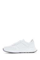 Women's White Lace-up Thick-Sole Leather Sneaker | Derimod Women's White Lace-up Thick-Sole Leather Sneaker | Derimod