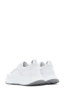 Women's White Lace-up Thick-Sole Leather Sneaker | Derimod Women's White Lace-up Thick-Sole Leather Sneaker | Derimod