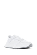 Women's White Lace-up Thick-Sole Leather Sneaker | Derimod Women's White Lace-up Thick-Sole Leather Sneaker | Derimod