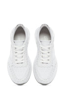 Women's White Lace-up Thick-Sole Leather Sneaker | Derimod Women's White Lace-up Thick-Sole Leather Sneaker | Derimod