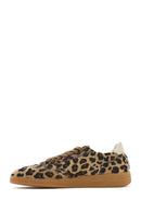 Kadın Leopar Bağcıklı Deri Sneaker | Derimod Kadın Leopar Bağcıklı Deri Sneaker | Derimod