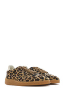 Kadın Leopar Bağcıklı Deri Sneaker | Derimod Kadın Leopar Bağcıklı Deri Sneaker | Derimod