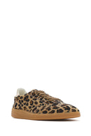 Kadın Leopar Bağcıklı Deri Sneaker | Derimod Kadın Leopar Bağcıklı Deri Sneaker | Derimod
