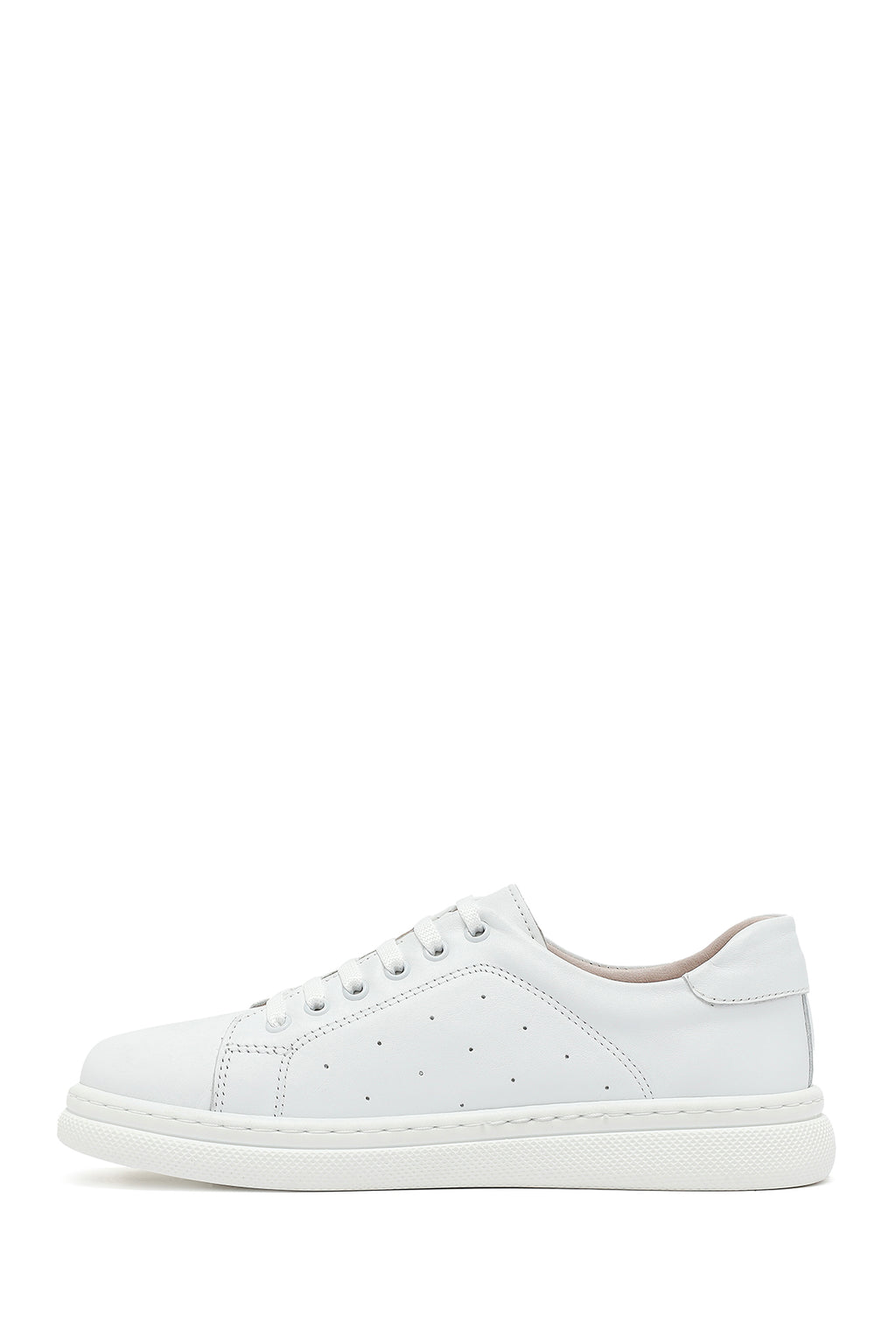 Kadın Beyaz Bağcıklı Deri Sneaker