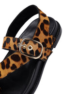 Women's Leopard Flip-Flop Leather Sandals | Derimod Women's Leopard Flip-Flop Leather Sandals | Derimod