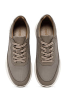 Erkek Vizon Bağcıklı Deri Sneaker | Derimod Erkek Vizon Bağcıklı Deri Sneaker | Derimod