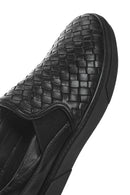 Men's Black Knitted Leather Loafer | Derimod Men's Black Knitted Leather Loafer | Derimod
