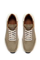 Men's Green Lace-Up Thick-Soled Nubuck Leather Sneakers | Derimod Men's Green Lace-Up Thick-Soled Nubuck Leather Sneakers | Derimod