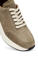 Men's Green Lace-Up Thick-Soled Nubuck Leather Sneakers | Derimod Men's Green Lace-Up Thick-Soled Nubuck Leather Sneakers | Derimod