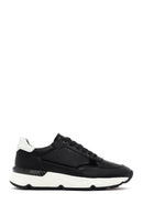 Men's Black Lace-up Thick-Sole Leather Sneaker | Derimod Men's Black Lace-up Thick-Sole Leather Sneaker | Derimod