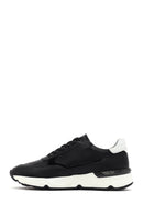 Men's Black Lace-up Thick-Sole Leather Sneaker | Derimod Men's Black Lace-up Thick-Sole Leather Sneaker | Derimod