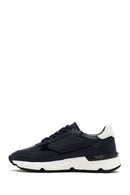 Men's Navy Blue Lace-up Thick-Sole Leather Sneaker | Derimod Men's Navy Blue Lace-up Thick-Sole Leather Sneaker | Derimod