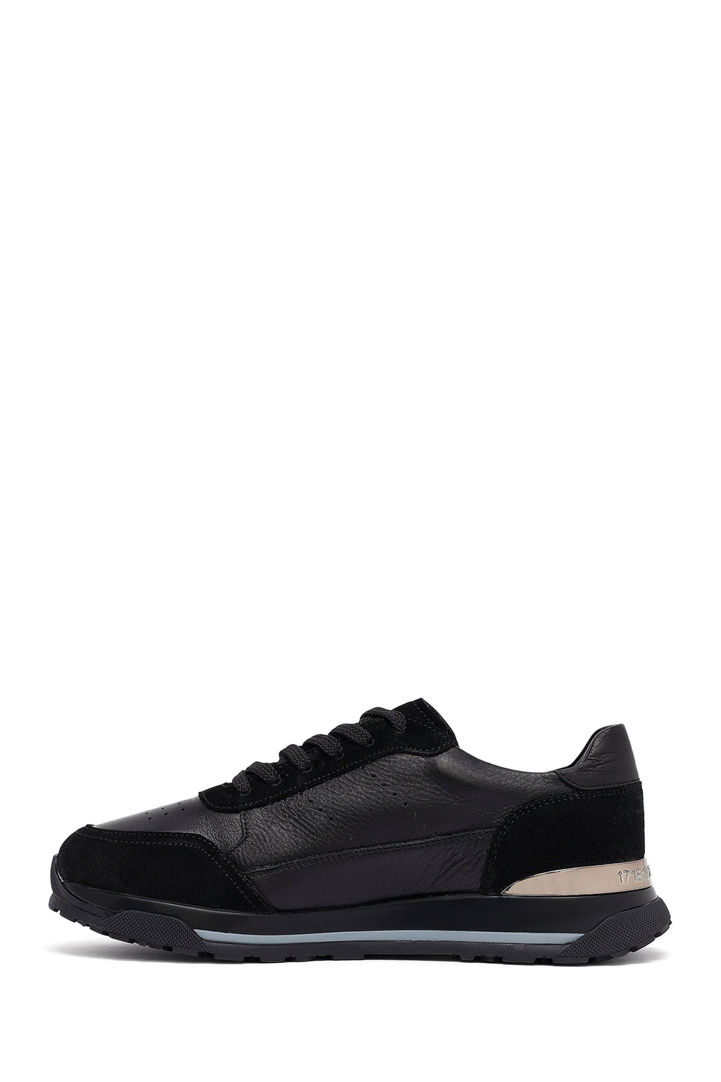 Erkek Siyah Bağcıklı Deri Sneaker