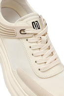 Men's Beige Lace-Up Thick-Sole Fabric Sneakers | Derimod Men's Beige Lace-Up Thick-Sole Fabric Sneakers | Derimod
