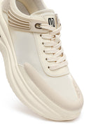 Men's Beige Lace-Up Thick-Sole Fabric Sneakers | Derimod Men's Beige Lace-Up Thick-Sole Fabric Sneakers | Derimod