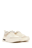 Men's Beige Lace-Up Thick-Sole Fabric Sneakers | Derimod Men's Beige Lace-Up Thick-Sole Fabric Sneakers | Derimod