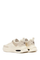 Men's Beige Lace-Up Thick-Sole Fabric Sneakers | Derimod Men's Beige Lace-Up Thick-Sole Fabric Sneakers | Derimod