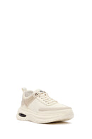 Men's Beige Lace-Up Thick-Sole Fabric Sneakers | Derimod Men's Beige Lace-Up Thick-Sole Fabric Sneakers | Derimod