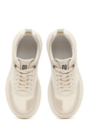 Men's Beige Lace-Up Thick-Sole Fabric Sneakers | Derimod Men's Beige Lace-Up Thick-Sole Fabric Sneakers | Derimod