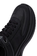 Erkek Siyah Bağcıklı Kalın Tabanlı Kumaş Sneaker | Derimod Erkek Siyah Bağcıklı Kalın Tabanlı Kumaş Sneaker | Derimod