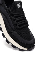 Derimod Zero Men's Black Lace-Up Thick-Sole Fabric Sneaker | Derimod Derimod Zero Men's Black Lace-Up Thick-Sole Fabric Sneaker | Derimod