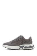 Men's Grey Lace-Up Thick-Sole Fabric Sneakers | Derimod Men's Grey Lace-Up Thick-Sole Fabric Sneakers | Derimod