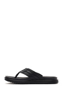 Men's Black Leather Slippers | Derimod Men's Black Leather Slippers | Derimod