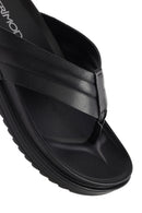 Men's Black Leather Slippers | Derimod Men's Black Leather Slippers | Derimod