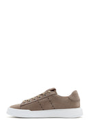 Men's Mink Lace-Up Nubuck Leather Sneaker | Derimod Men's Mink Lace-Up Nubuck Leather Sneaker | Derimod