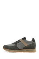 Erkek Haki Bağcıklı Deri Casual Sneaker | Derimod Erkek Haki Bağcıklı Deri Casual Sneaker | Derimod