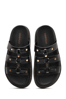 Women's Black Thick Soled Slippers | Derimod Women's Black Thick Soled Slippers | Derimod