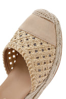 Women's Cream Ankle Buckle Braided Wedge Heel Espadrille Sandals | Derimod Women's Cream Ankle Buckle Braided Wedge Heel Espadrille Sandals | Derimod