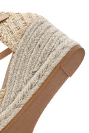 Women's Cream Ankle Buckle Braided Wedge Heel Espadrille Sandals | Derimod Women's Cream Ankle Buckle Braided Wedge Heel Espadrille Sandals | Derimod