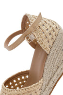 Women's Cream Ankle Buckle Braided Wedge Heel Espadrille Sandals | Derimod Women's Cream Ankle Buckle Braided Wedge Heel Espadrille Sandals | Derimod