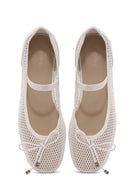 Women's Beige Fabric Fishnet Ballerinas | Derimod Women's Beige Fabric Fishnet Ballerinas | Derimod