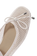 Women's Beige Fabric Fishnet Ballerinas | Derimod Women's Beige Fabric Fishnet Ballerinas | Derimod