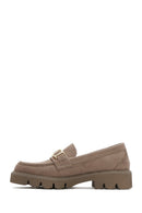 Women's Mink Buckled Suede Masculine Loafer | Derimod Women's Mink Buckled Suede Masculine Loafer | Derimod