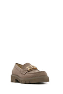 Women's Mink Buckled Suede Masculine Loafer | Derimod Women's Mink Buckled Suede Masculine Loafer | Derimod