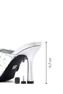 Women's Silver Sequined Thin Heeled Slippers | Derimod Women's Silver Sequined Thin Heeled Slippers | Derimod