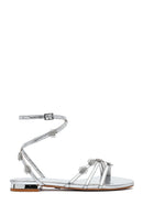 Women's Silver Anklet Buckle Stone Sandals | Derimod Women's Silver Anklet Buckle Stone Sandals | Derimod