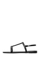 Women's Black Jelly Back Buckle Stoned Sandals | Derimod Women's Black Jelly Back Buckle Stoned Sandals | Derimod