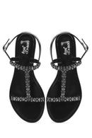 Women's Black Jelly Back Buckle Stoned Sandals | Derimod Women's Black Jelly Back Buckle Stoned Sandals | Derimod