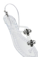 Women's Transparent Jelly Back Buckle Stoned Sandals | Derimod Women's Transparent Jelly Back Buckle Stoned Sandals | Derimod