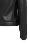 Zoey Women's Black Short Leather Jacket | Derimod Zoey Women's Black Short Leather Jacket | Derimod