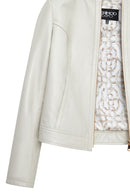 Zoey Women's Beige Short Leather Jacket | Derimod Zoey Women's Beige Short Leather Jacket | Derimod