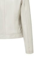 Zoey Women's Beige Short Leather Jacket | Derimod Zoey Women's Beige Short Leather Jacket | Derimod